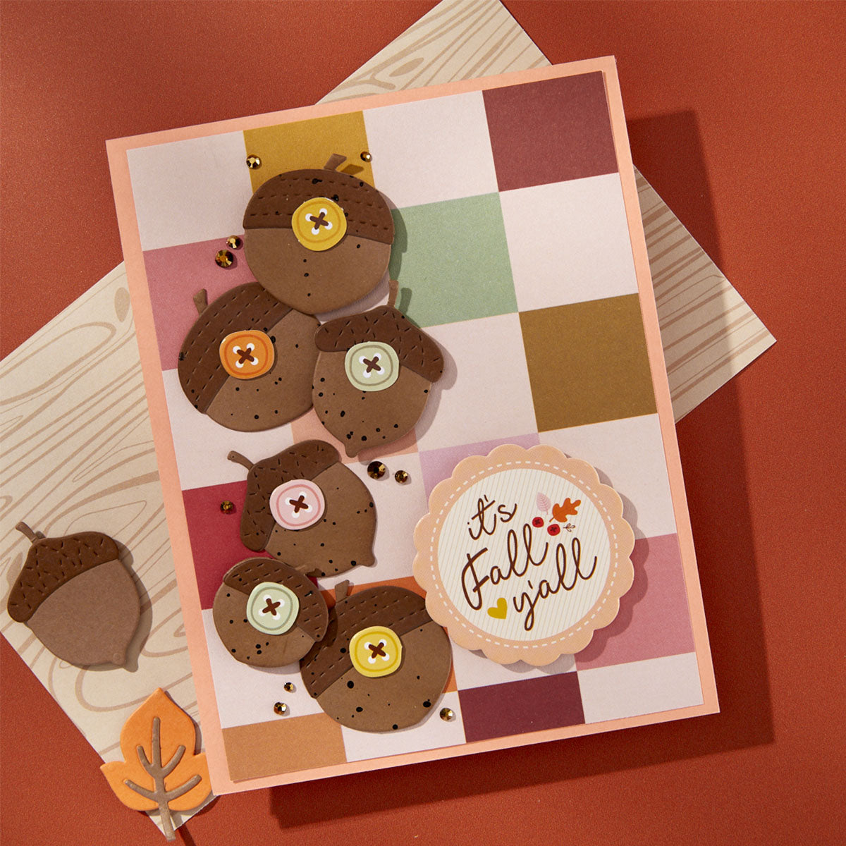 Spellbinders Autumn Archives Chipboard Die Cut Stickers scse-021 acorns