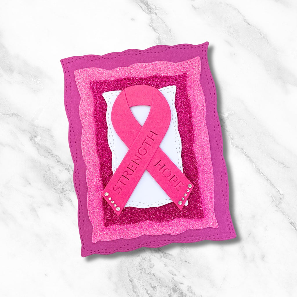 Spellbinders Awareness Ribbon and Sentiments Stamp and Die Set sds-216 pink ribbon