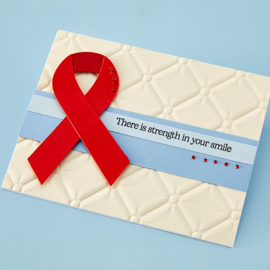 Spellbinders Awareness Ribbon and Sentiments Stamp and Die Set sds-216 strength in your smile