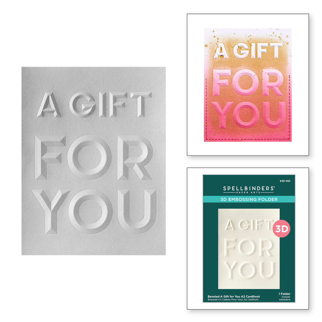 Spellbinders Beveled A Gift For You A2 Cardfront 3D Embossing Folder e3d-093