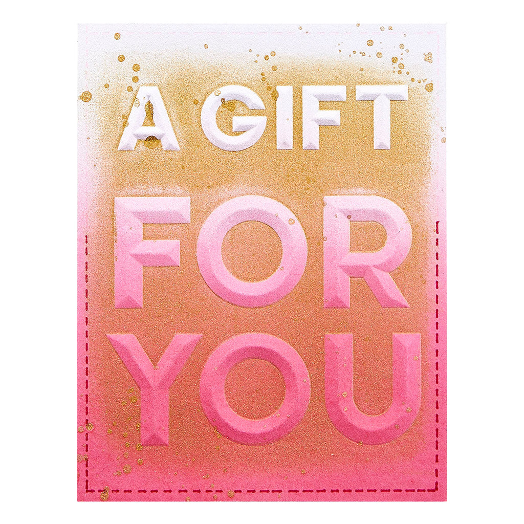 Spellbinders Beveled A Gift For You A2 Cardfront 3D Embossing Folder e3d-093 red and orange