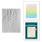 Spellbinders Beveled Happy Birthday A2 Cardfront 3D Embossing Folder e3d-092