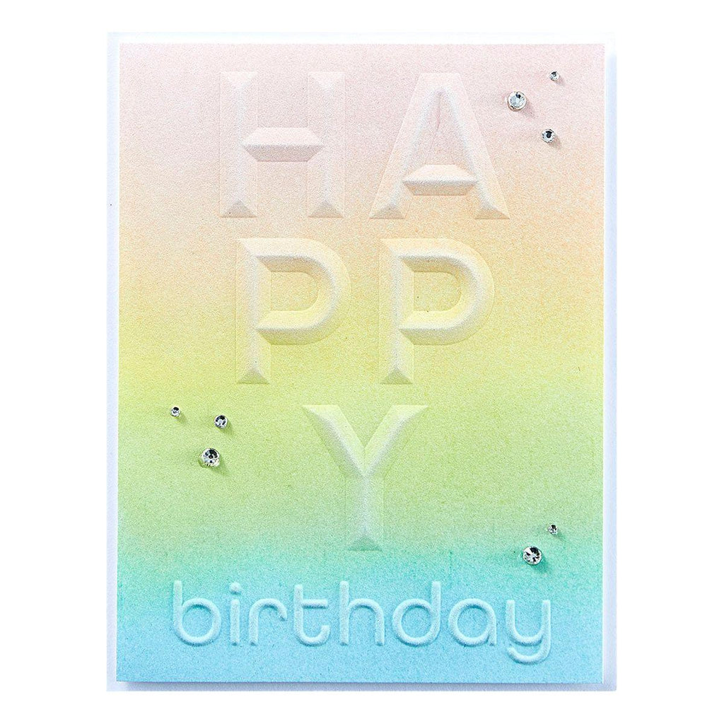 Spellbinders Beveled Happy Birthday A2 Cardfront 3D Embossing Folder e3d-092 pastel