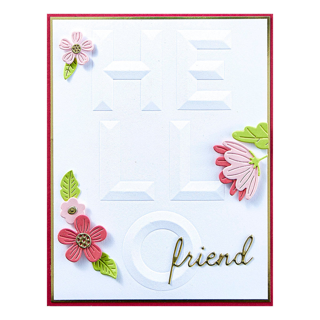 Spellbinders Beveled Hello A2 Cardfront 3D Embossing Folder e3d-090 friend