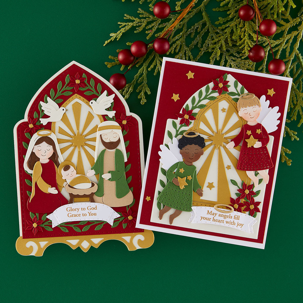 Spellbinders Bibi's Little Blessings I Want it All Stamp and Die Set bd-1125 angels white doves may angels fill your heart with joy cards
