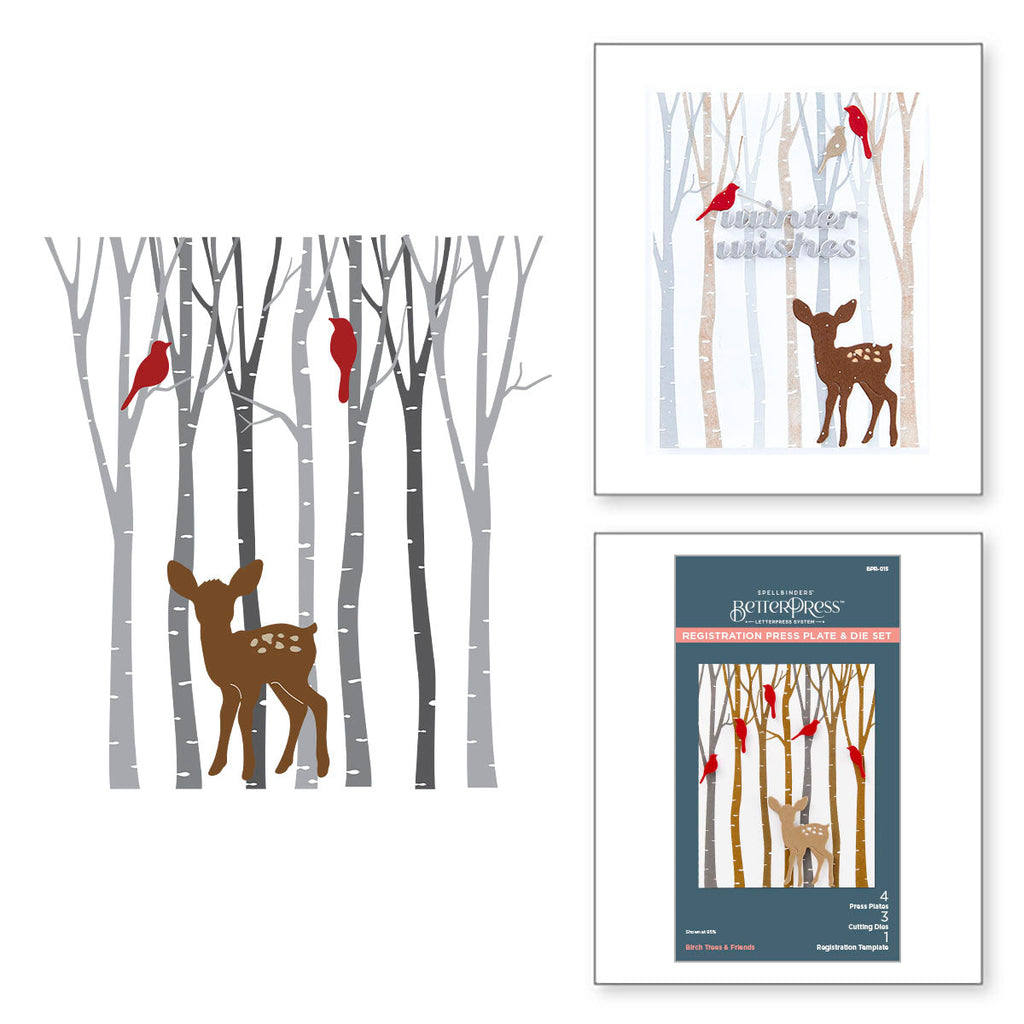 Spellbinders Birch Trees Registration Press Plates and Die Set bpr-015