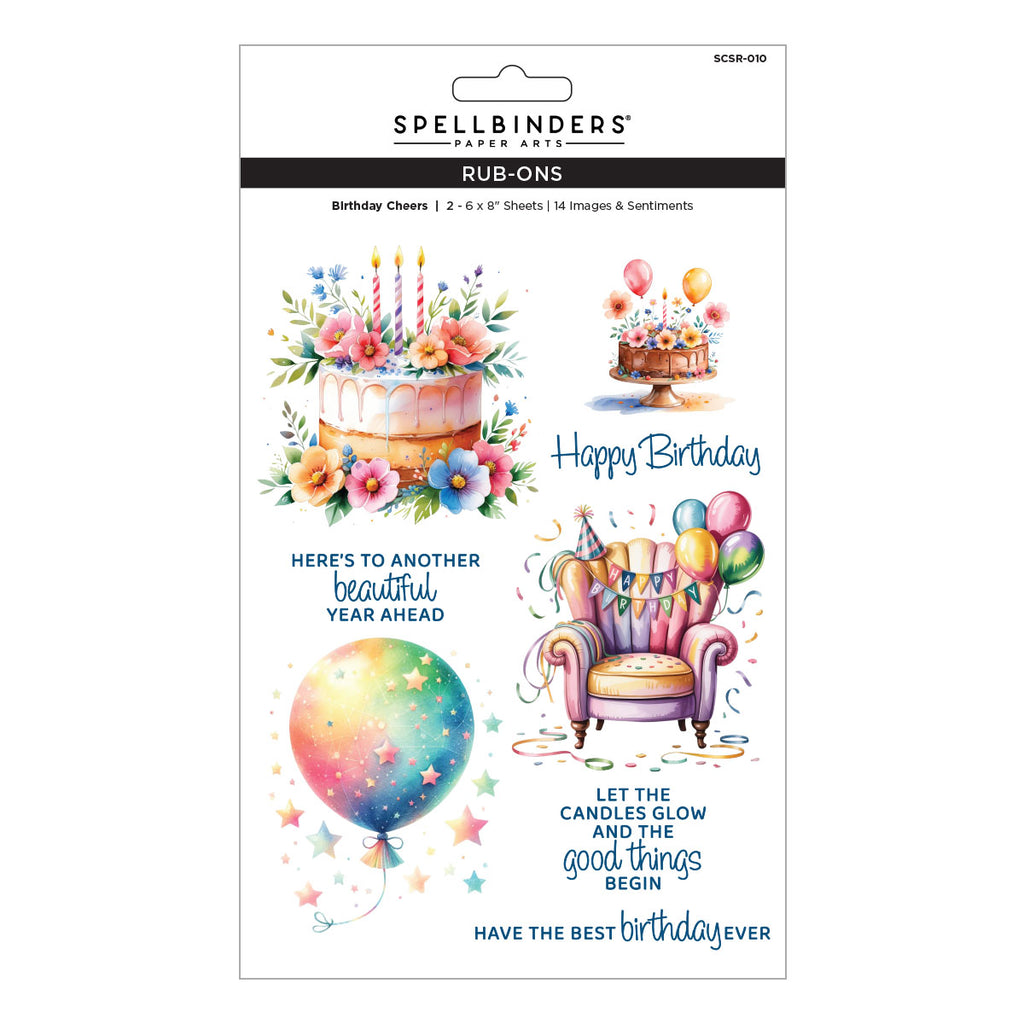 Spellbinders Birthday Cheers Rub Ons scsr-010