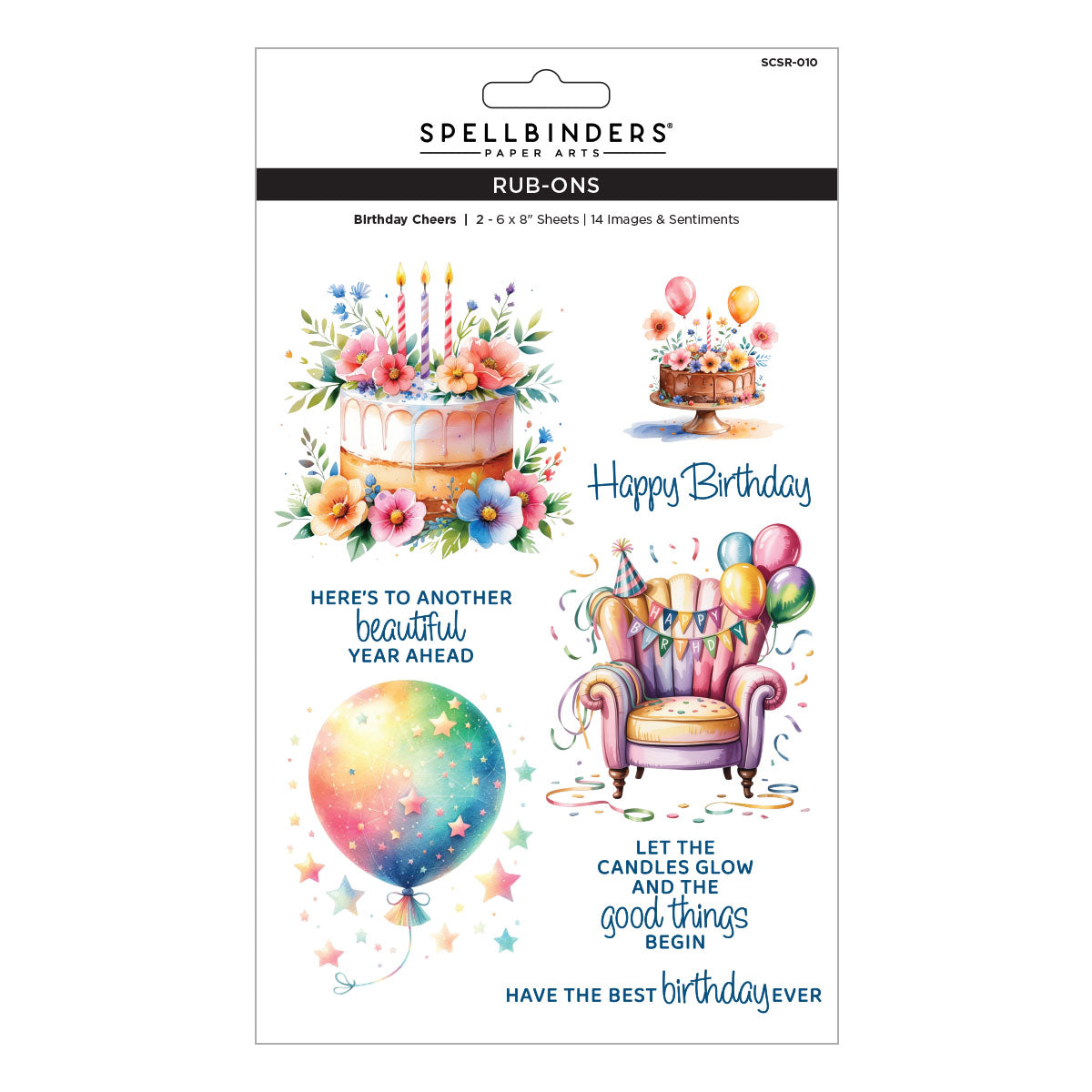 Spellbinders Birthday Cheers Rub Ons scsr-010