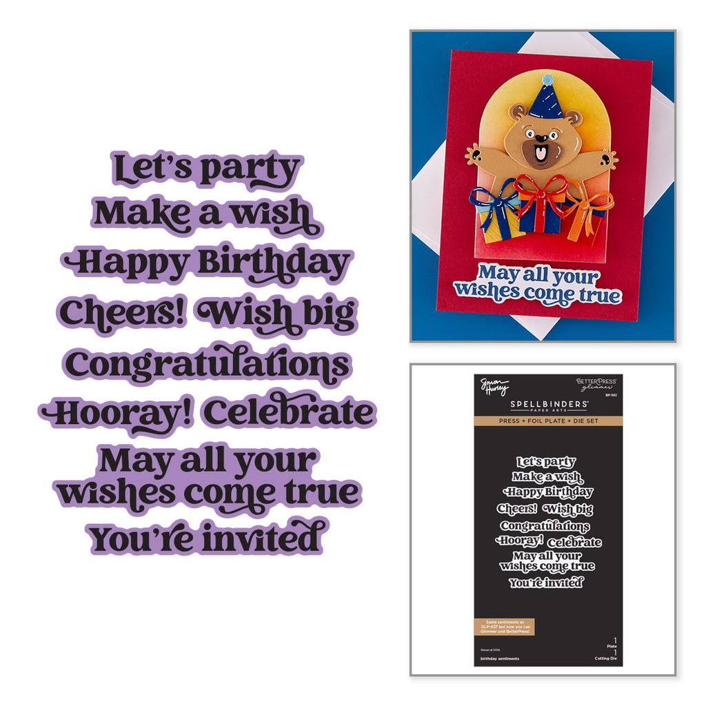 Spellbinders Birthday Sentiments Press and Foil Plate and Die Set bp-392