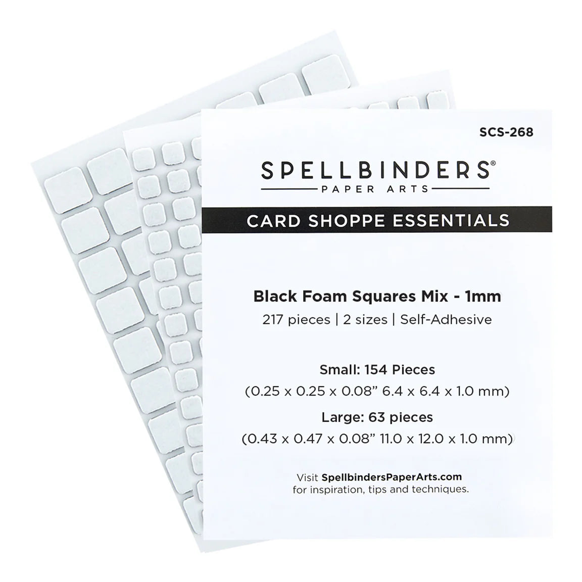 Spellbinders Black Foam Adhesive Squares 1mm scs-268