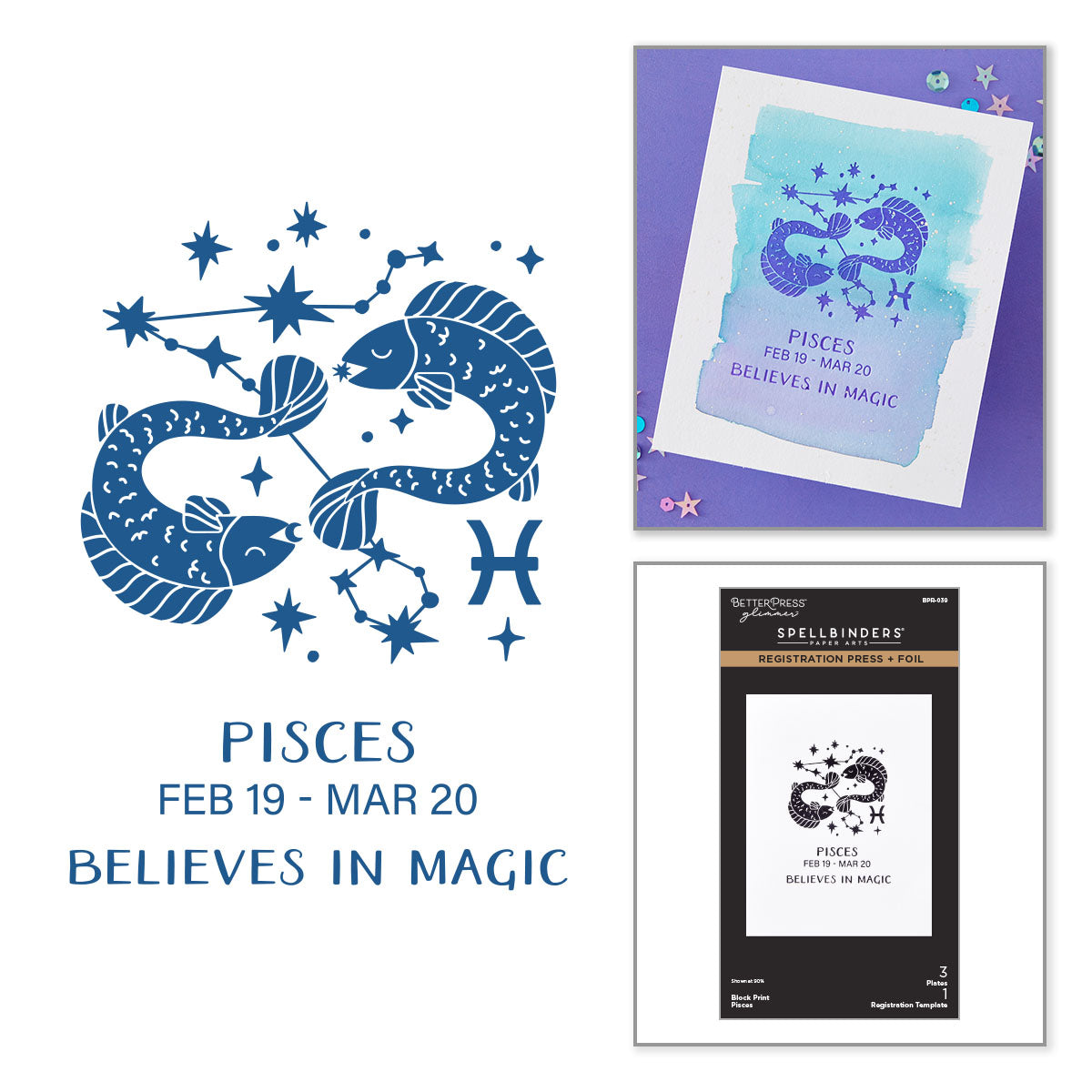 Spellbinders Block Print Pisces Registration Press and Foil Plate bpr-039