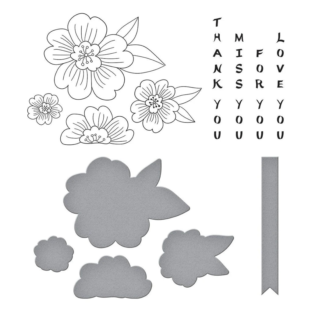 Spellbinders Blossoms and Sentiments BetterPress Plate and Die Set bp-292 plates