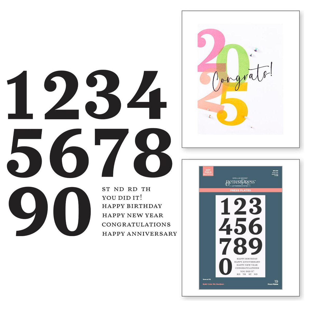 Spellbinders Bold Color Mix Numbers Press Plates bp-243