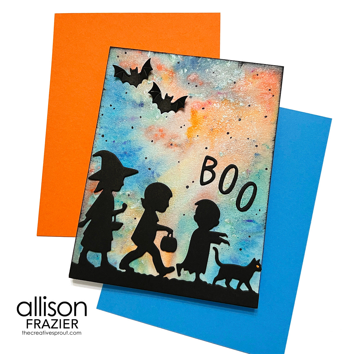 Spellbinders Boo Parade Etched Dies s4-1565 bats kids in costume cat card allison frazier