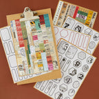 Spellbinders Book 10 Borders and Labels Matte Stickers scse-039 clipboard with papers 