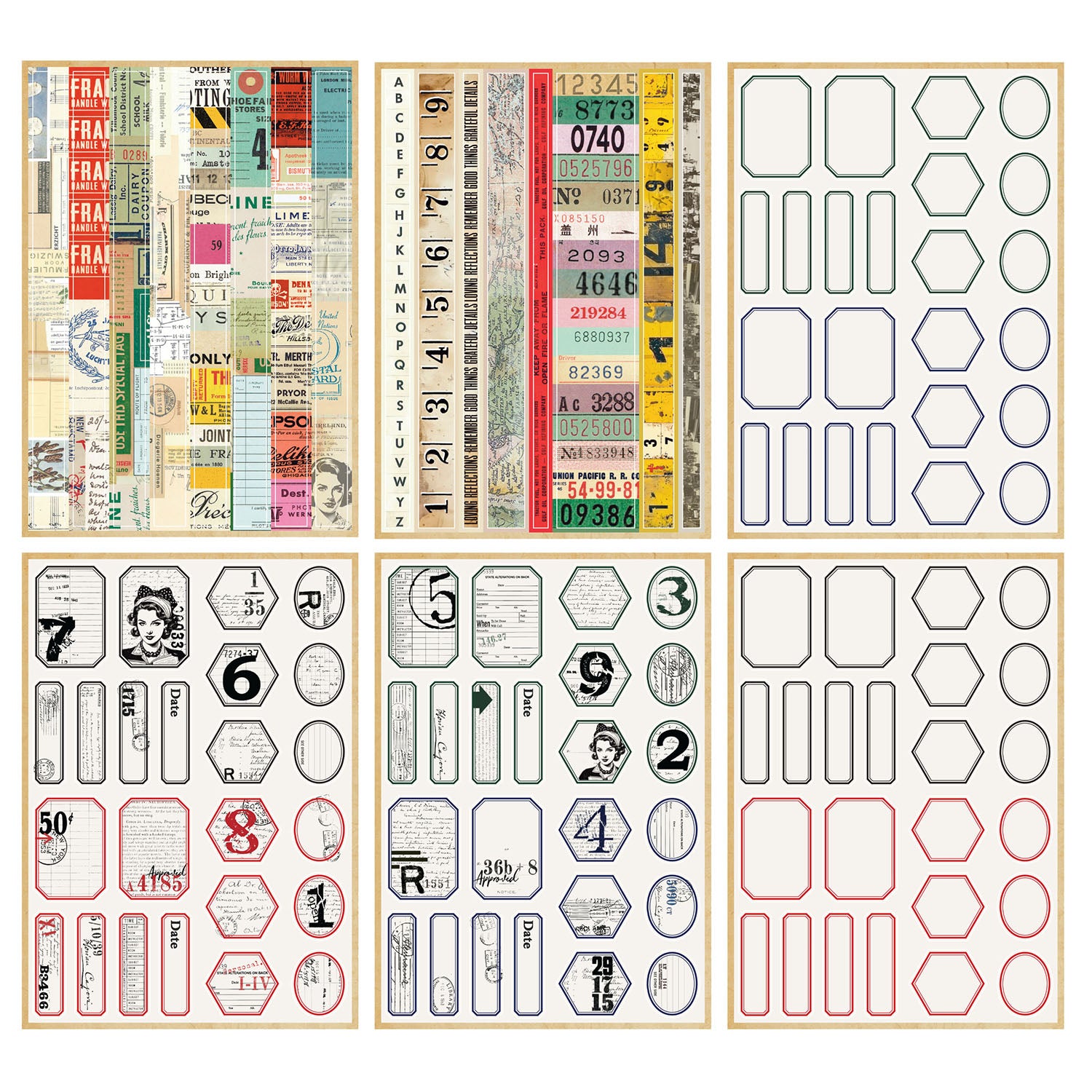 Spellbinders Book 10 Borders and Labels Matte Stickers scse-039 numbers and shapes