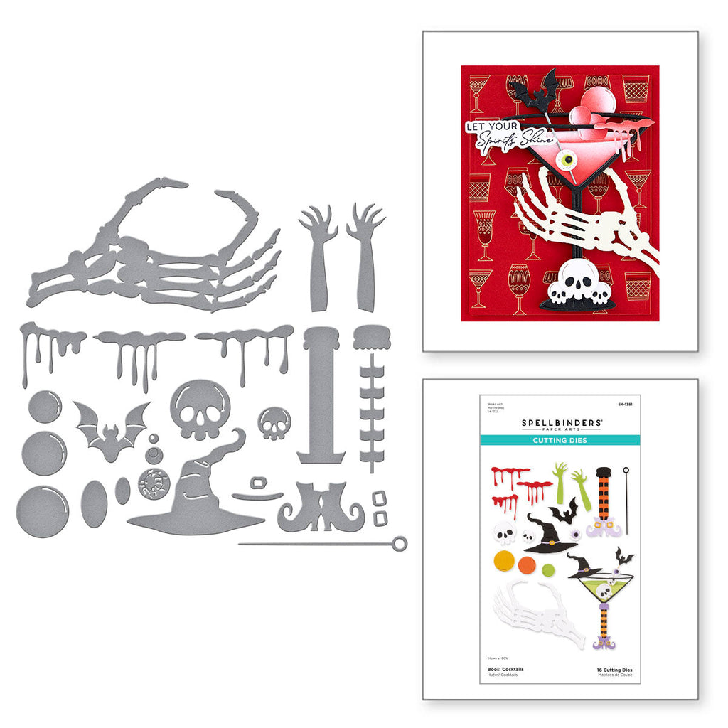 Spellbinders Boos Cocktails Etched Dies s4-1381