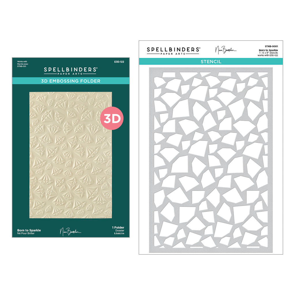 Spellbinders Born to Sparkle 3D Embossing Folder and Stencil Set bd-0938