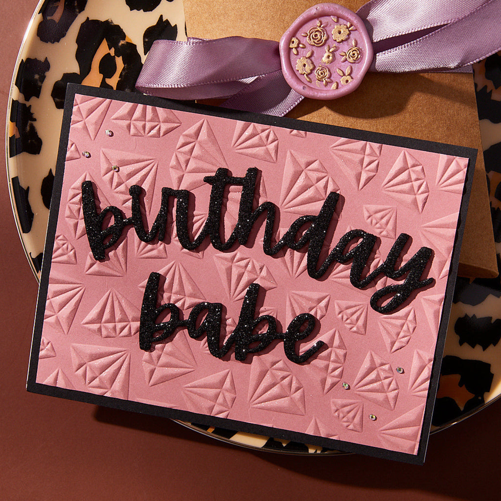 Spellbinders Born to Sparkle 3D Embossing Folder e3d-122 birthday babe