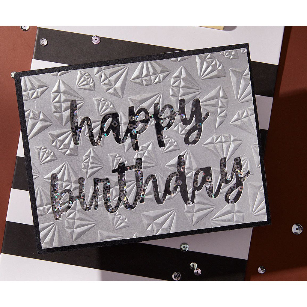 Spellbinders Born to Sparkle 3D Embossing Folder e3d-122 happy birthday