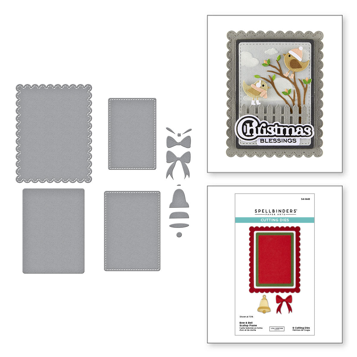Spellbinders Bow and Bell Scallop Frame Etched Dies s4-1448