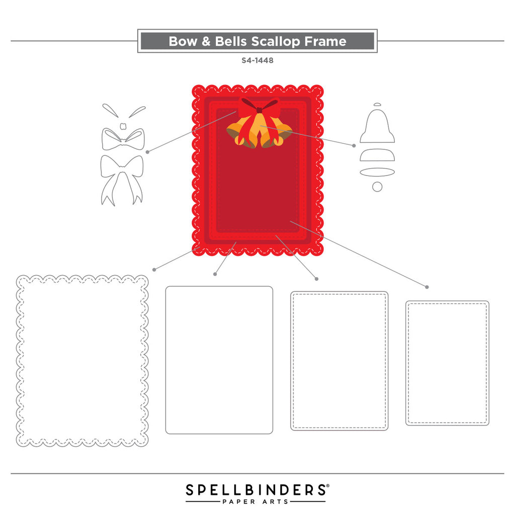 Spellbinders Bow and Bell Scallop Frame Etched Dies s4-1448 guide