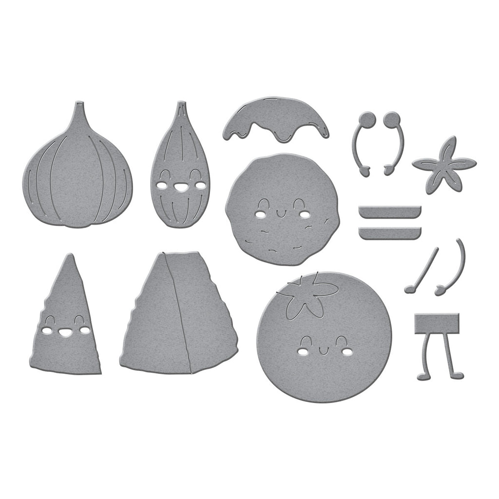 Spellbinders Buon Appetito Stamp, Folder and Die Bundle ingredients buddies