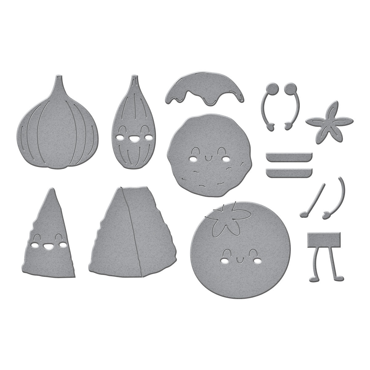 Spellbinders Buon Appetito Stamp, Folder and Die Bundle ingredients buddies