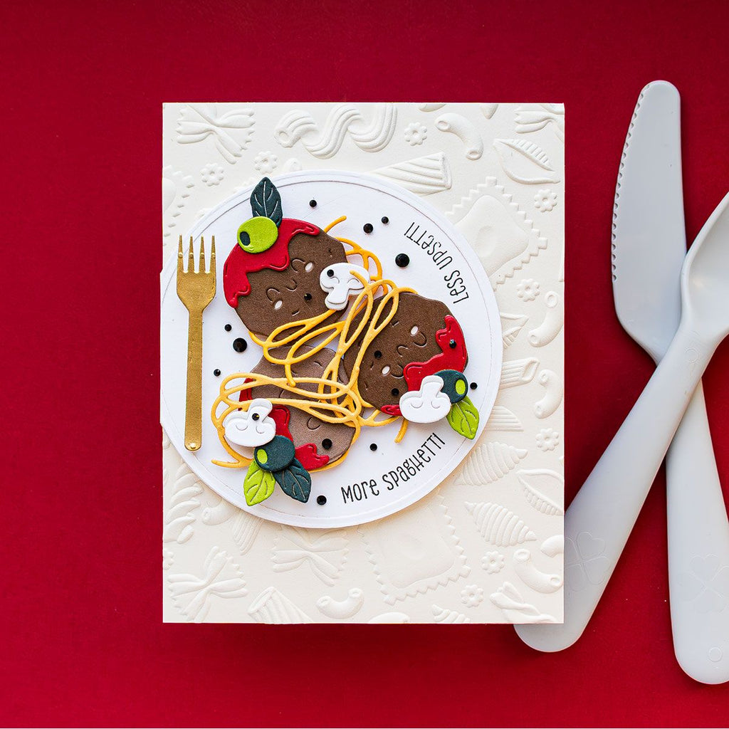 Spellbinders Buon Appetito Stamp, Folder and Die Bundle meatballs