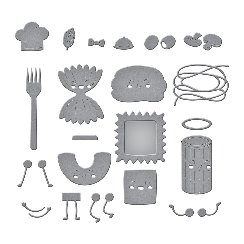 Spellbinders Buon Appetito Stamp, Folder and Die Bundle pasta friends