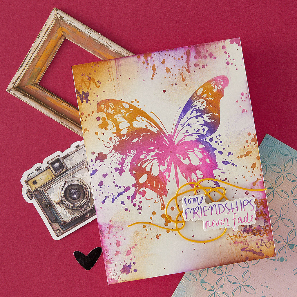 Spellbinders Butterfly Splatter BetterPress Plate and Die Set bp-323 friendship
