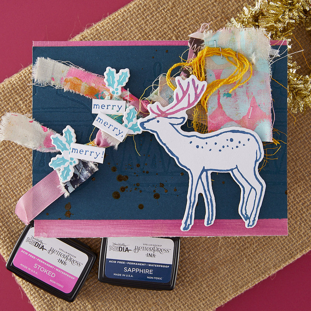 Spellbinders Cheer and Good Tidings Deer Registration Press Plate and Die Set bpr-036 merry