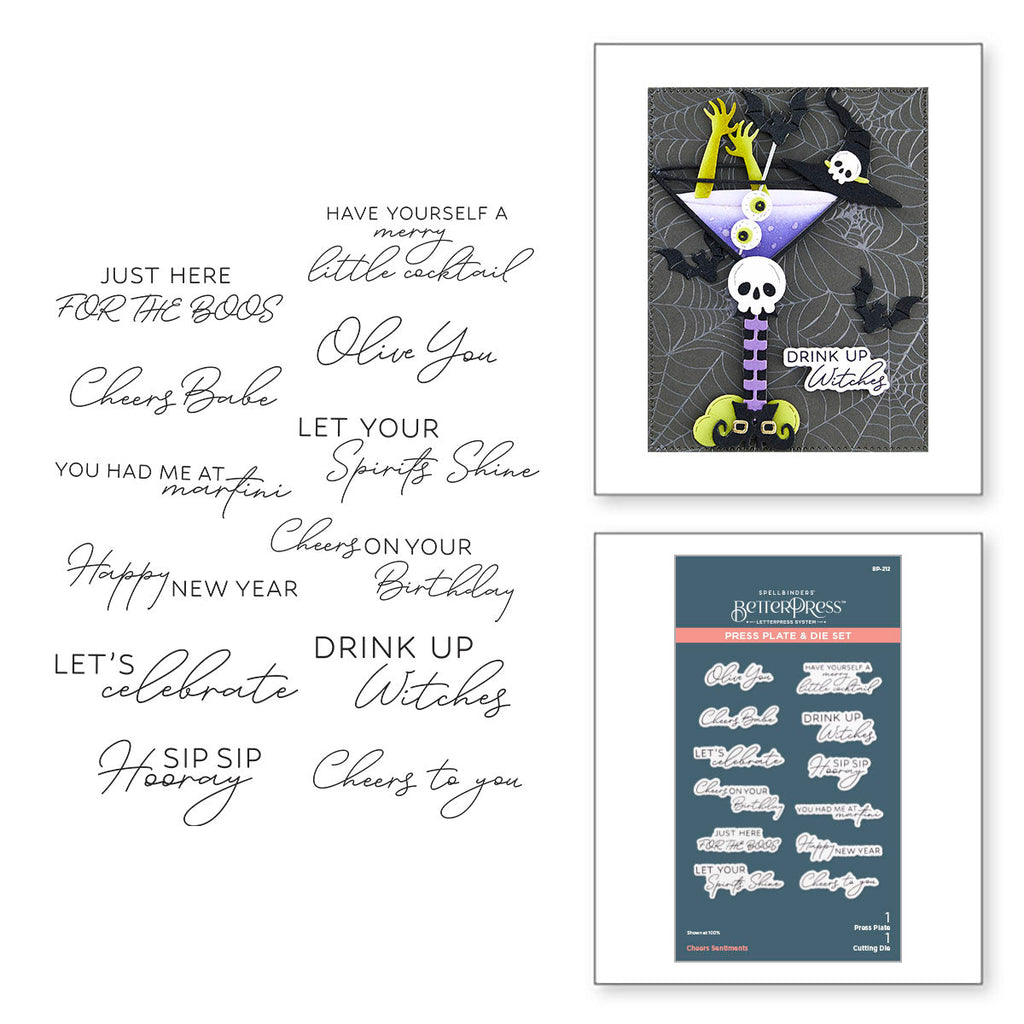 Spellbinders Cheers Sentiments Press Plate and Die Set bp-212
