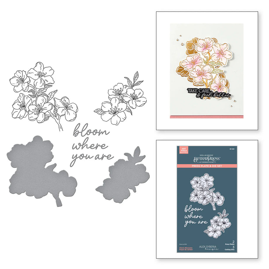 Spellbinders　BetterPress セット（未使用品） Spellbinders Cherry Blossoms BetterPress Plate and Die Set bp-290