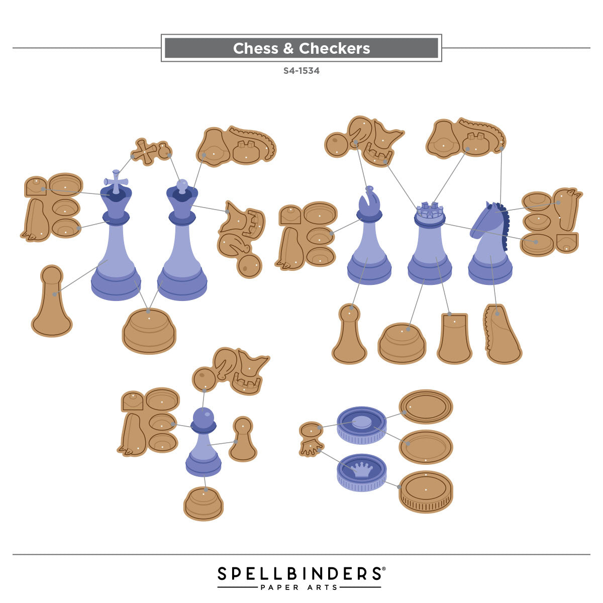 Spellbinders Chess and Checkers Etched Dies s4-1534 pieces