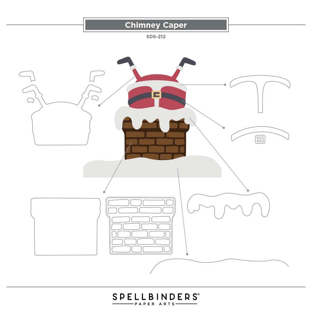 Spellbinders Chimney Caper Clear Stamp and Die Set sds-212 santa