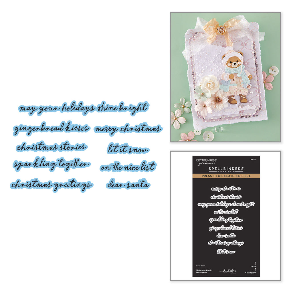 Spellbinders Christmas Blush Sentiments Press and Foil Plate and Die Set bp-393