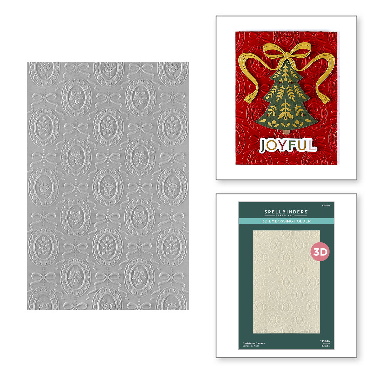 Spellbinders Christmas Cameos 3D Embossing Folder e3d-148