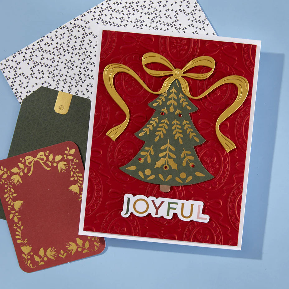 Spellbinders Christmas Cameos 3D Embossing Folder e3d-148 gold bow