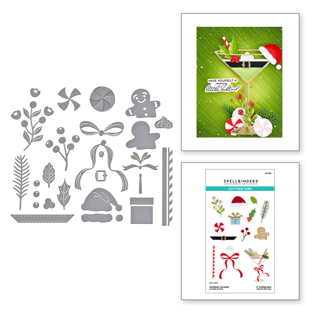 Spellbinders Christmas Cocktails Etched Dies s4-1374