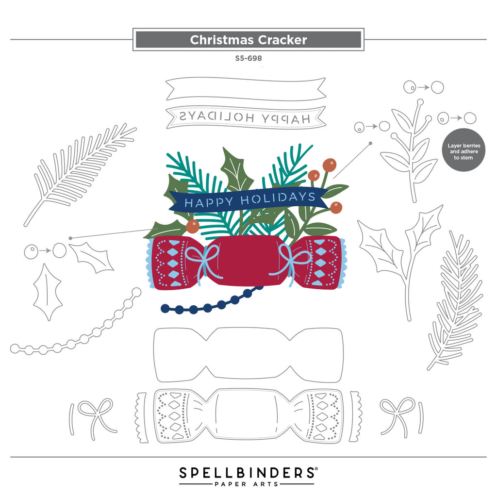 Spellbinders Christmas Cracker Etched Dies s5-698 guide