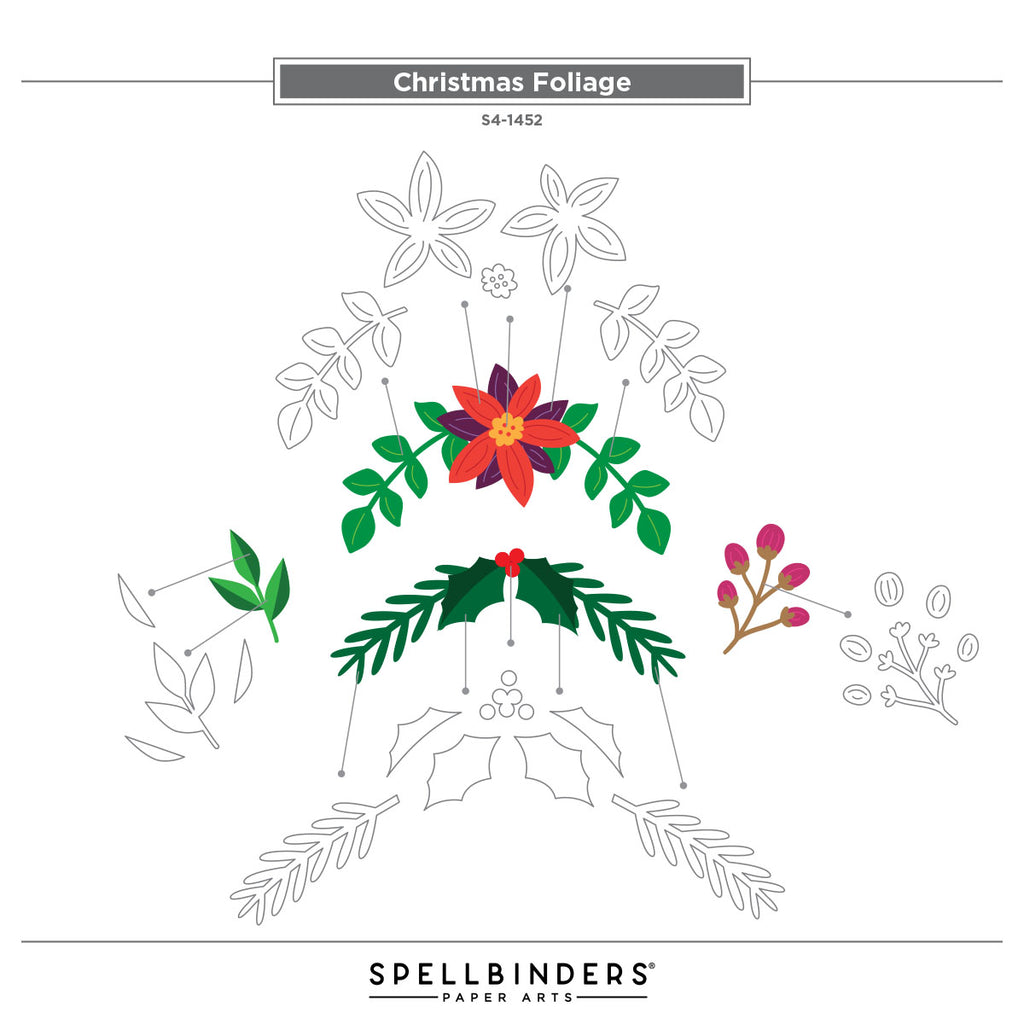 Spellbinders Christmas Foliage Etched Dies s4-1452