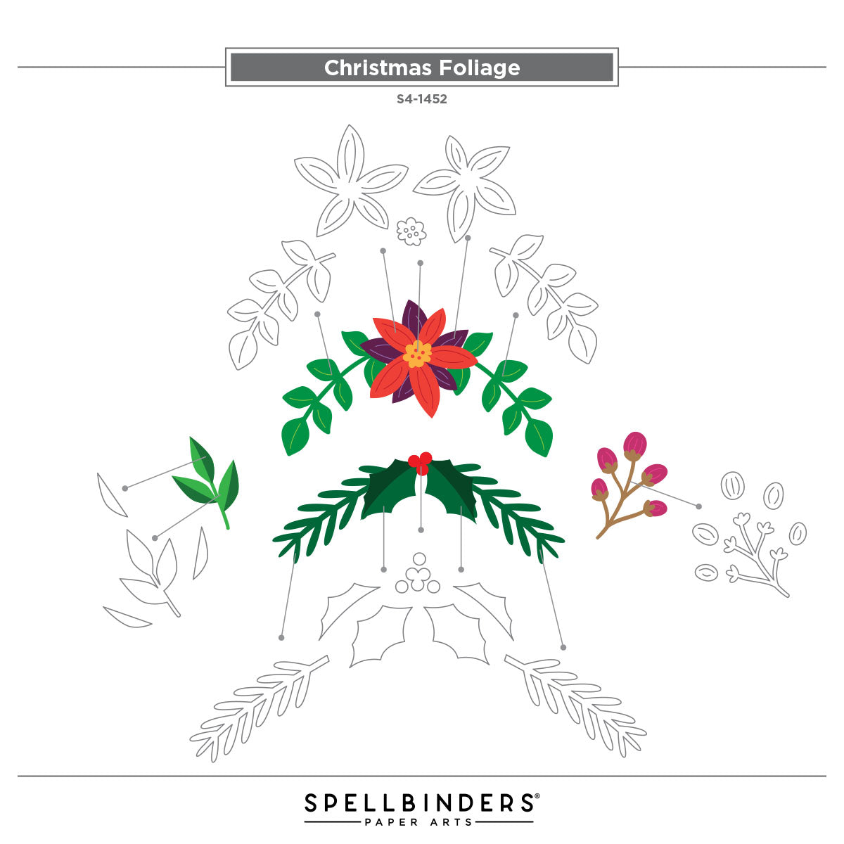 Spellbinders Christmas Foliage Etched Dies s4-1452