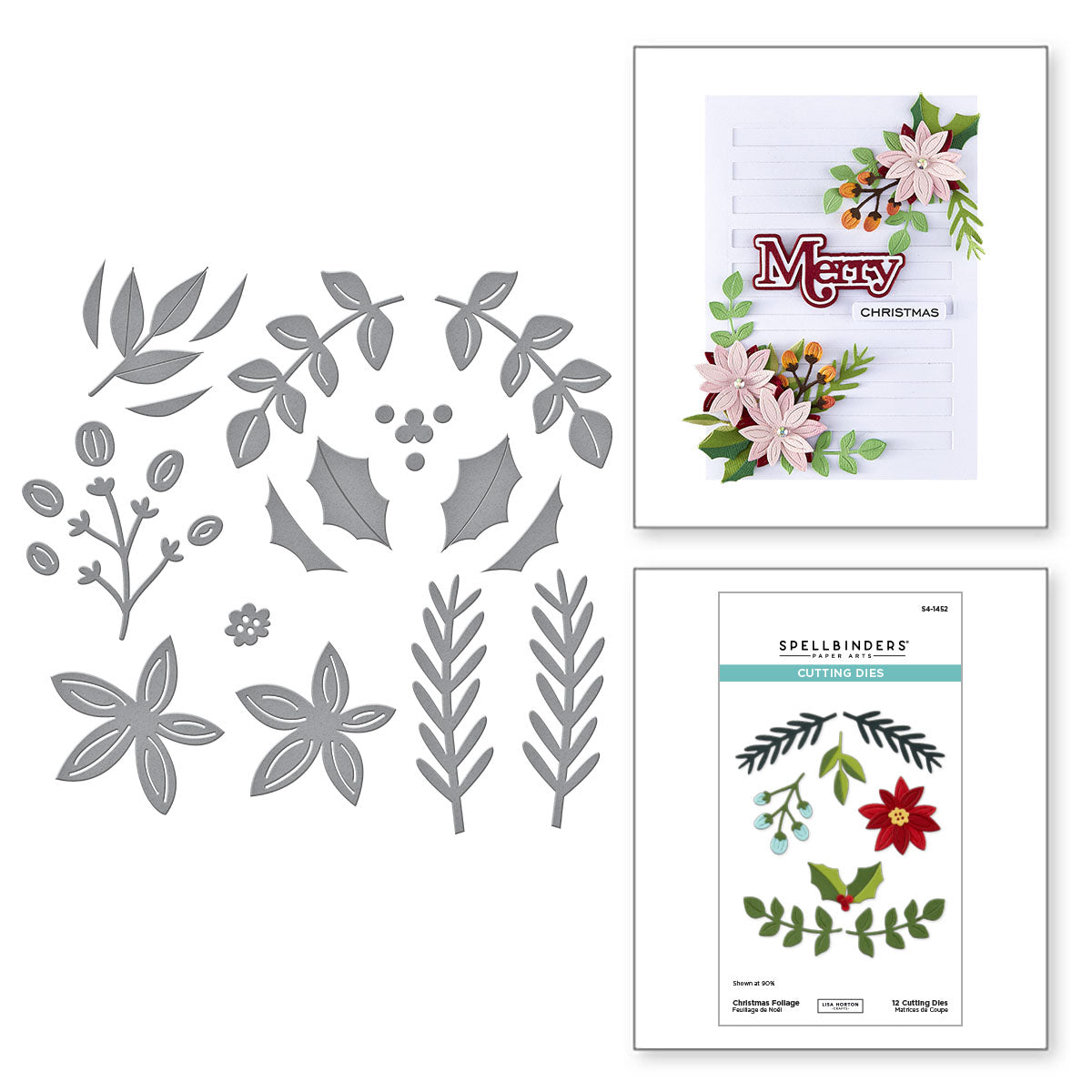 Spellbinders Christmas Foliage Etched Dies s4-1452 merry
