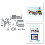 Spellbinders Christmas Horse Drawn Wagon Etched Dies s5-694