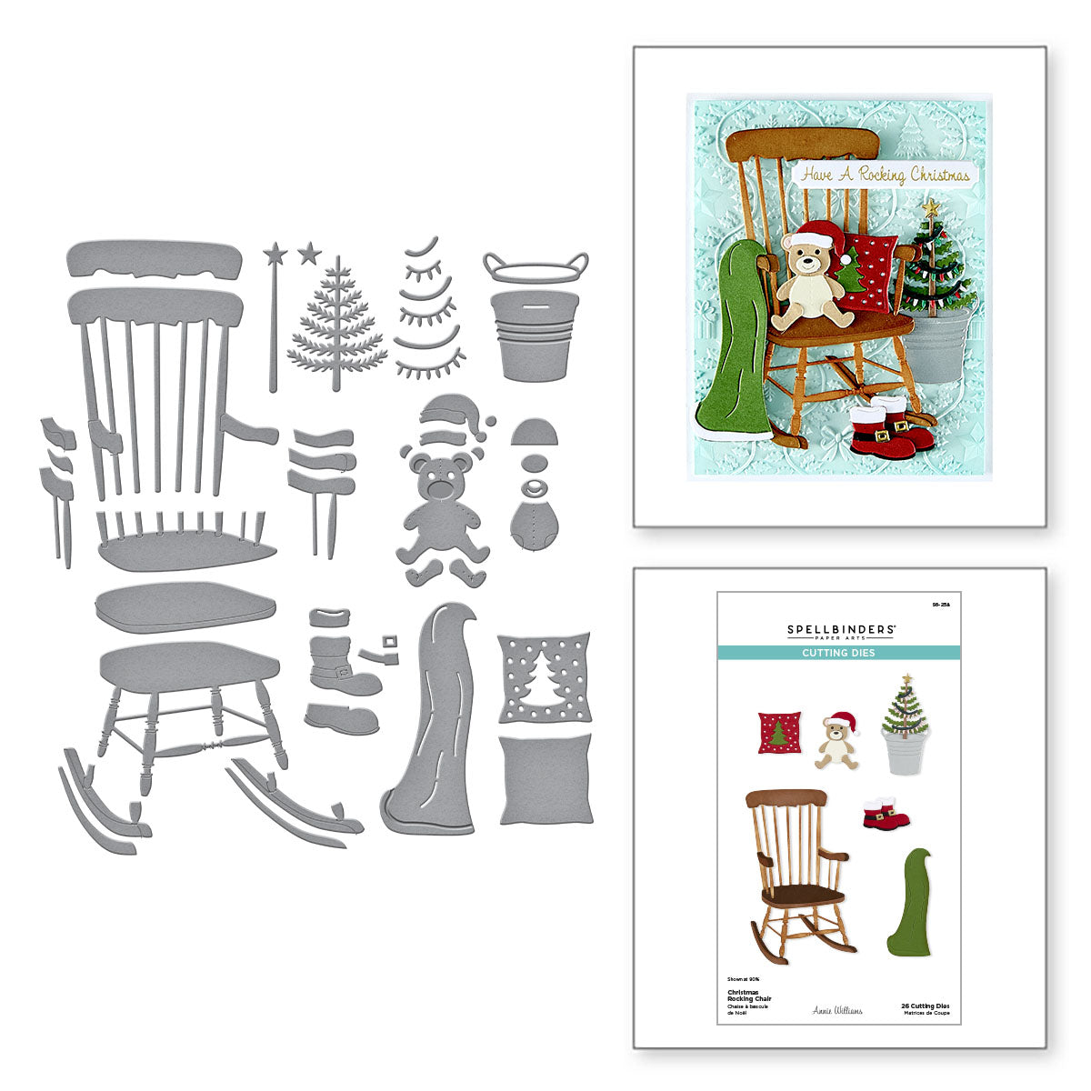 Spellbinders Christmas Rocking Chair Etched Dies s6-258