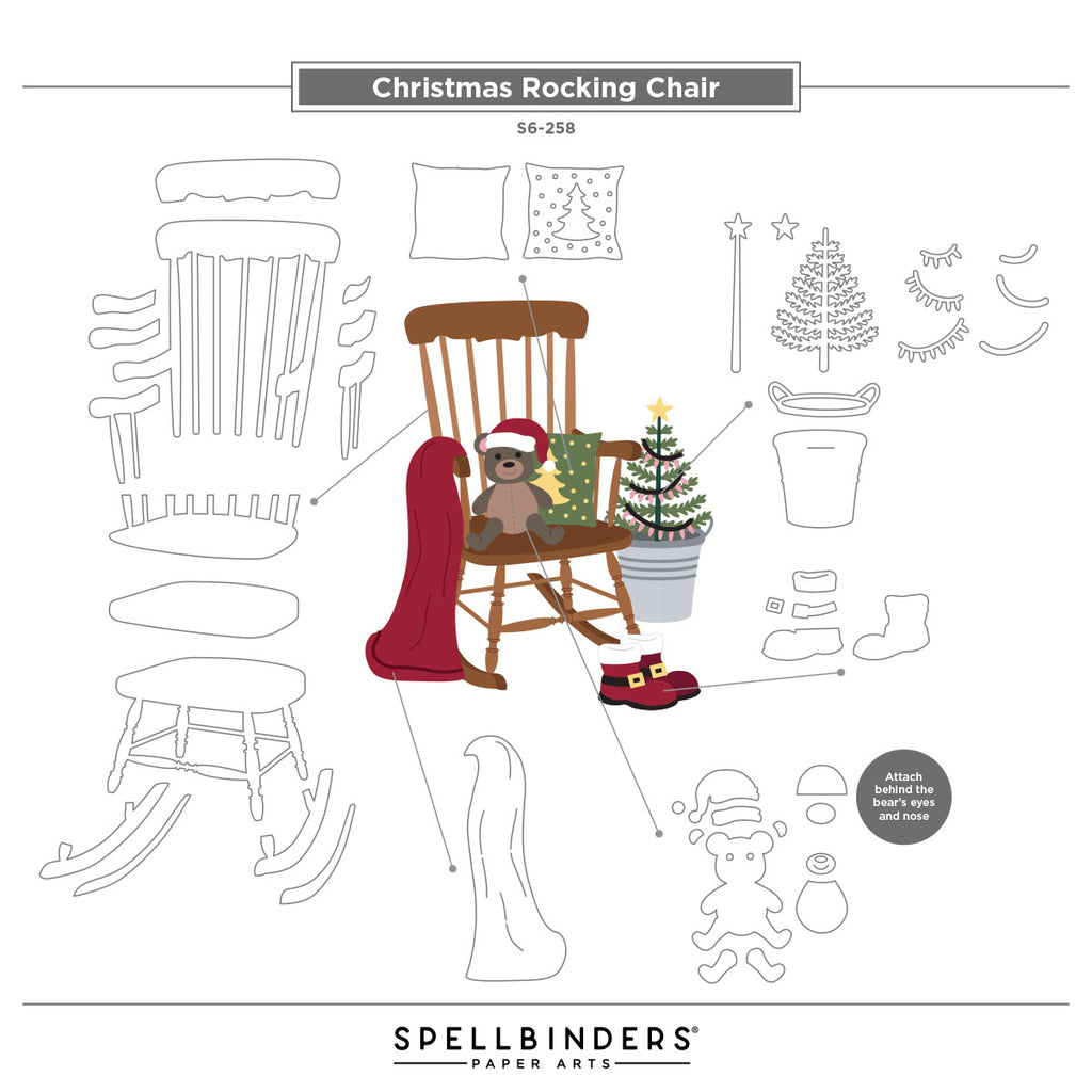 Spellbinders Christmas Rocking Chair Etched Dies s6-258 assembly guide