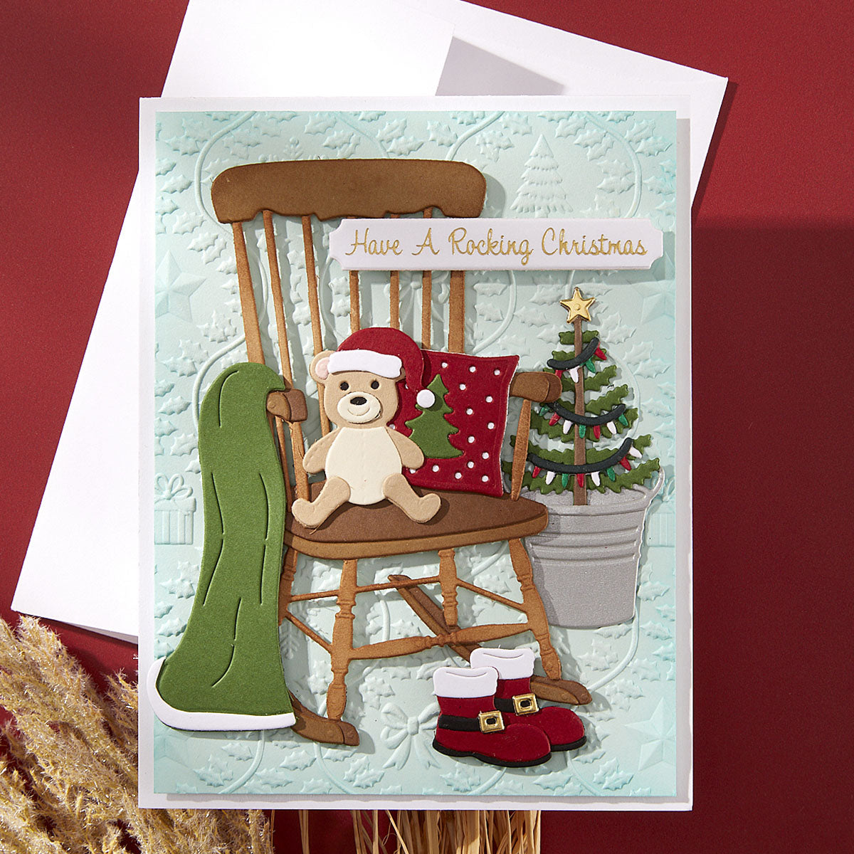 Spellbinders Christmas Rocking Chair Etched Dies s6-258 teddy bear