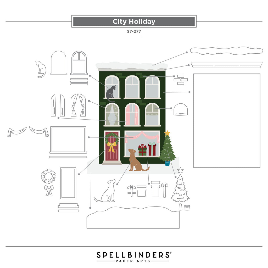 Spellbinders City Holiday Etched Dies s7-277 guide