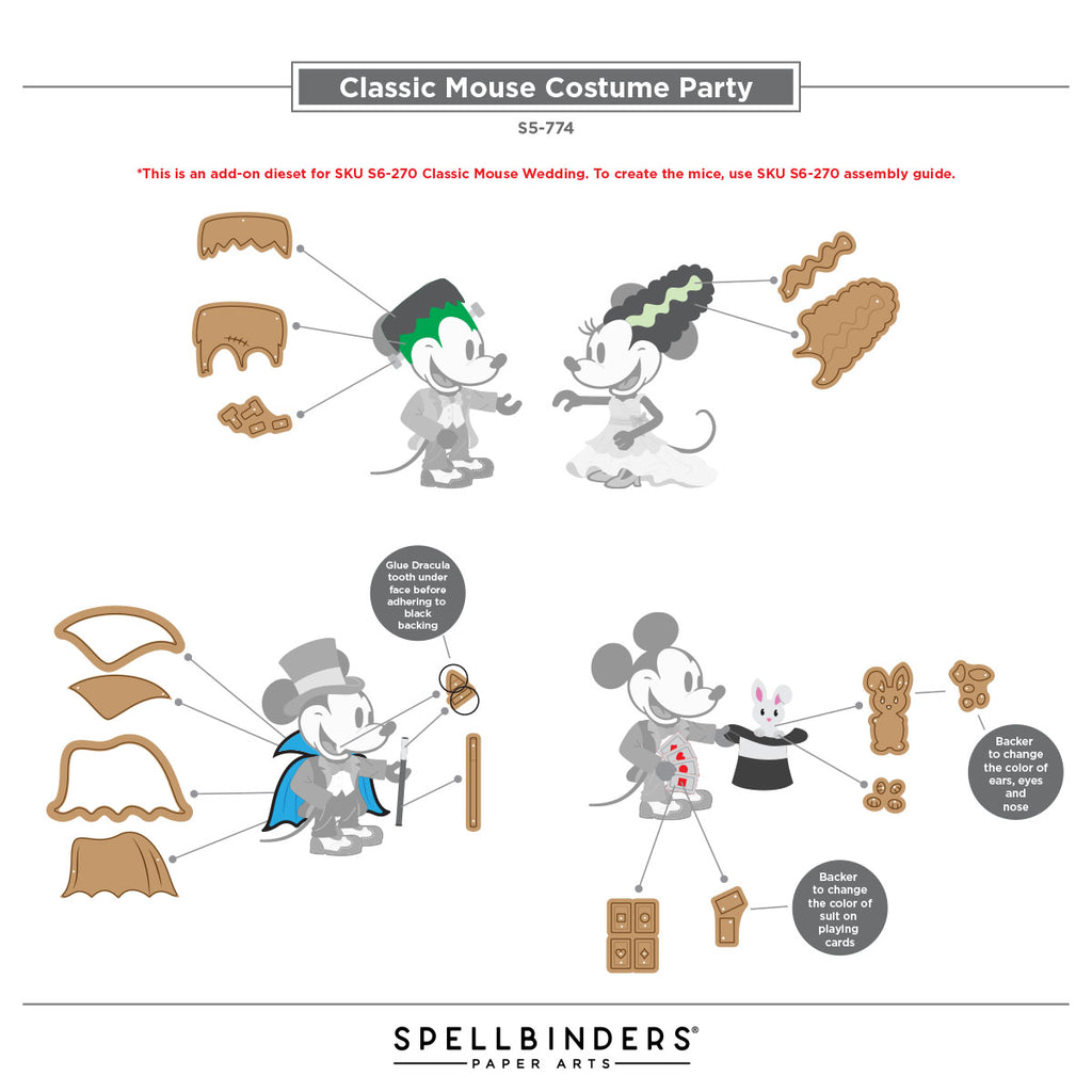 Spellbinders Classic Mouse Costume Party Die Bundle halloween assembly instructions